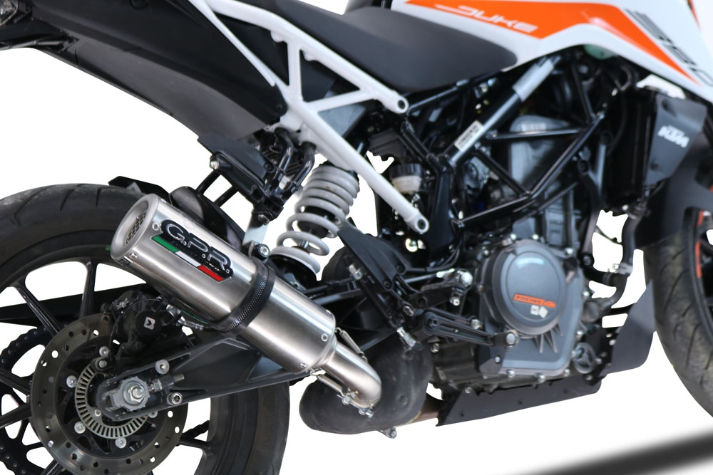 GPR pot echappement compatible avec  Ktm Duke 390 2021-2024, M3 Inox , Pot échappement racing, avec les tuyaux de liaison et dbkiller, article sans homologation 