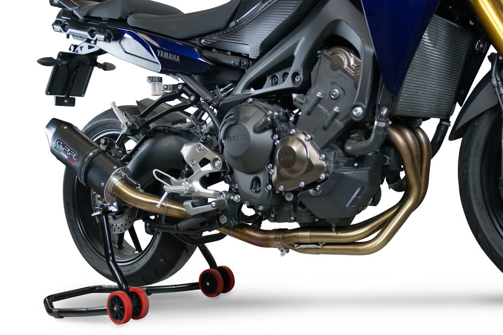 GPR pot echappement compatible avec  Yamaha Mt-09 Tracer 900 2017-2020, Furore Evo4 Nero, Homologué et légal, système d'échappement complet avec catalyseur et db killer amovible 