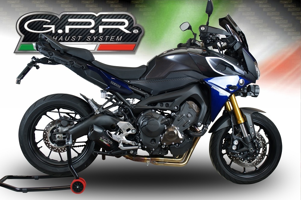 GPR pot echappement compatible avec  Yamaha Tracer 900 GT  2018-2020, Furore Evo4 Nero, Homologué et légal, système d'échappement complet avec catalyseur et db killer amovible 