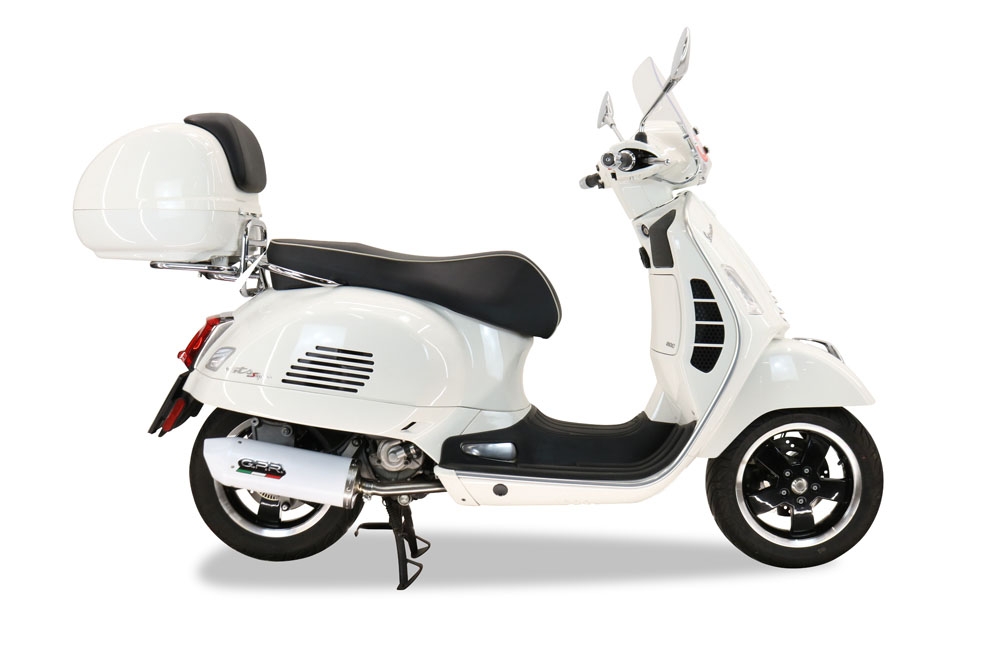 GPR pot echappement compatible avec  Piaggio Vespa Granturismo 200 2003-2007, Albus Ceramic, Pot d'échappement complet racing, compris de collecteur et db killer amovible, sans homologation 