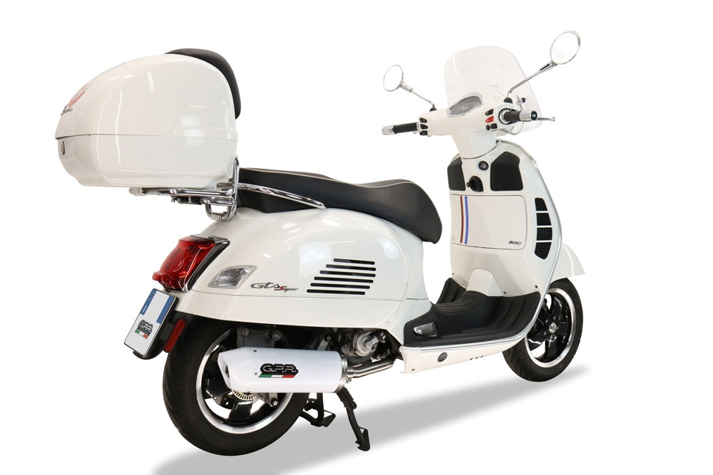 GPR pot echappement compatible avec  Piaggio Vespa Granturismo 200 2003-2007, Albus Ceramic, Pot d'échappement complet racing, compris de collecteur et db killer amovible, sans homologation 