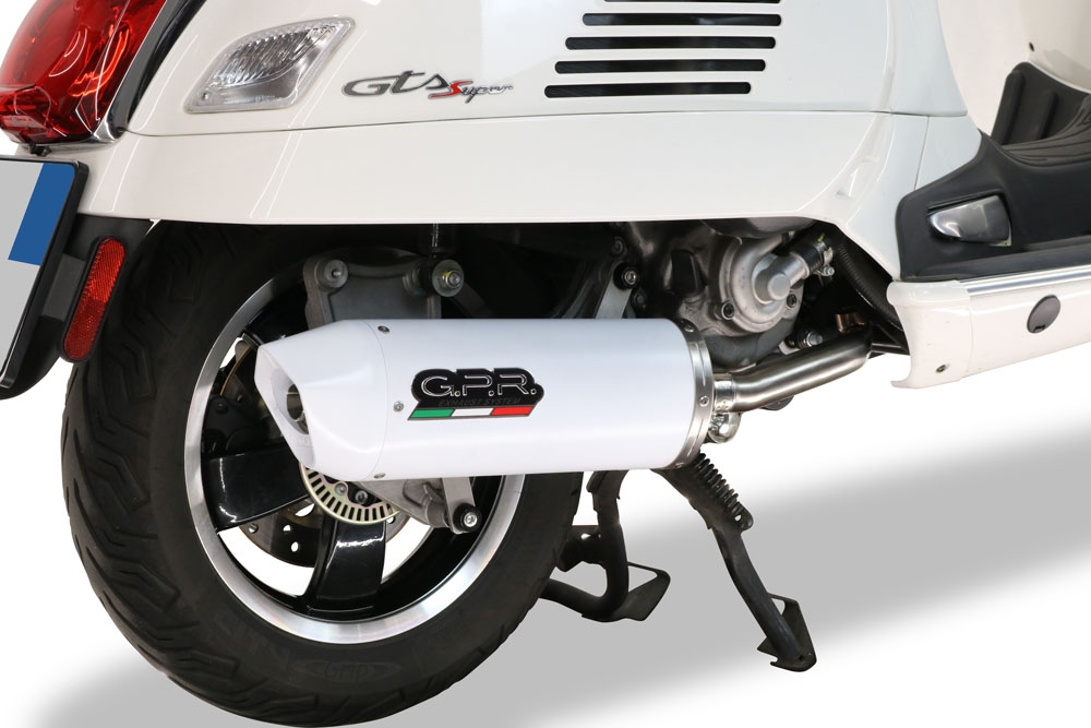 GPR pot echappement compatible avec  Piaggio Vespa Granturismo 200 2003-2007, Albus Ceramic, Pot d'échappement complet racing, compris de collecteur et db killer amovible, sans homologation 