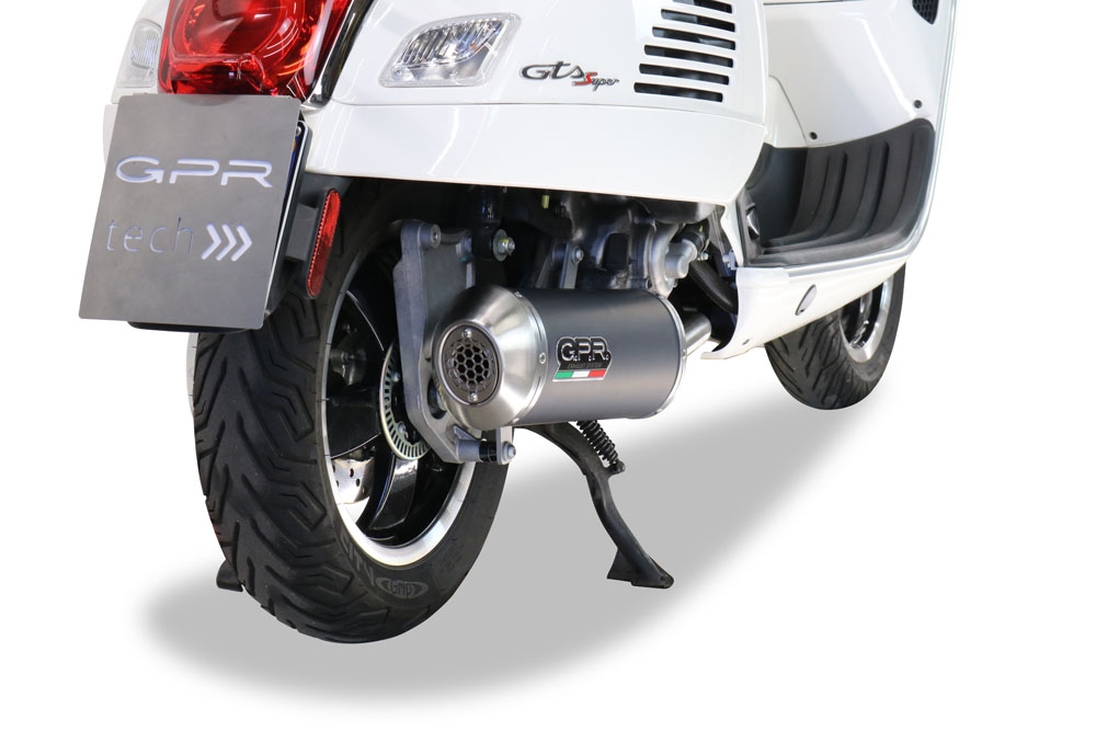 GPR pot echappement compatible avec  Piaggio Vespa Gts 250 I.E. 2005-2015, Evo4 Road, Pot d'échappement complet racing, compris de collecteur et db killer amovible, sans homologation 