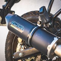 GPR pot echappement compatible avec  Royal Enfield Himalayan 410 2021-2024, Furore Evo4 Nero, Échappement légal, homologué,silencieux avec catalyseur, db killer amovible et tuyau de liaison spécifique 