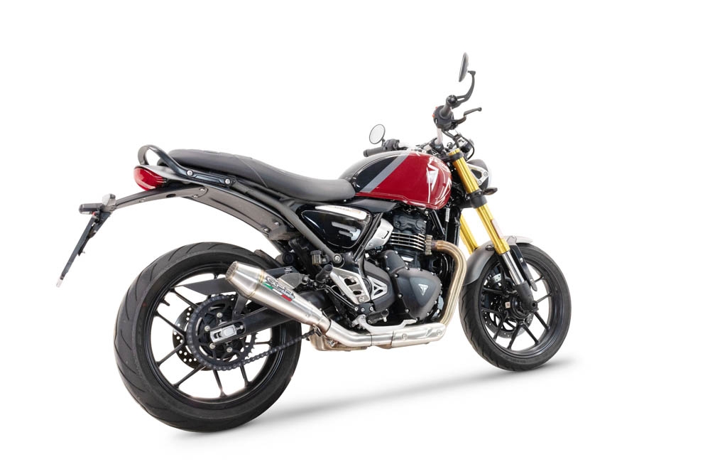 GPR pot echappement compatible avec  Triumph Scrambler 400 X 2023-2025, Ultracone, Échappement légal, homologué,silencieux avec db killer amovible et tuyau de liaison spécifique 