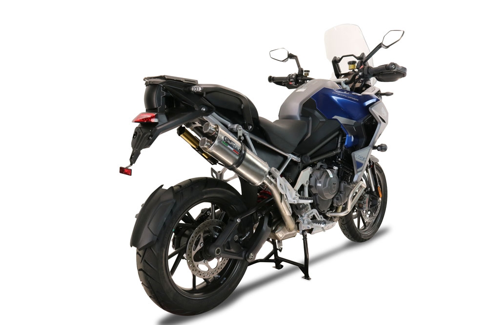 GPR pot echappement compatible avec  Triumph Tiger 1200 Gt - Rally 2022-2024, Dual Inox, Échappement légal, homologué,silencieux avec db killer amovible et tuyau de liaison spécifique 