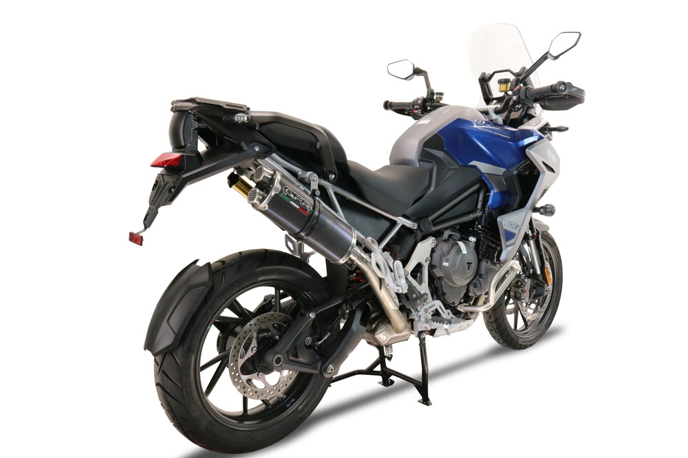 GPR pot echappement compatible avec  Triumph Tiger 1200 Gt - Rally 2022-2024, Dual Poppy, Échappement légal, homologué,silencieux avec db killer amovible et tuyau de liaison spécifique 