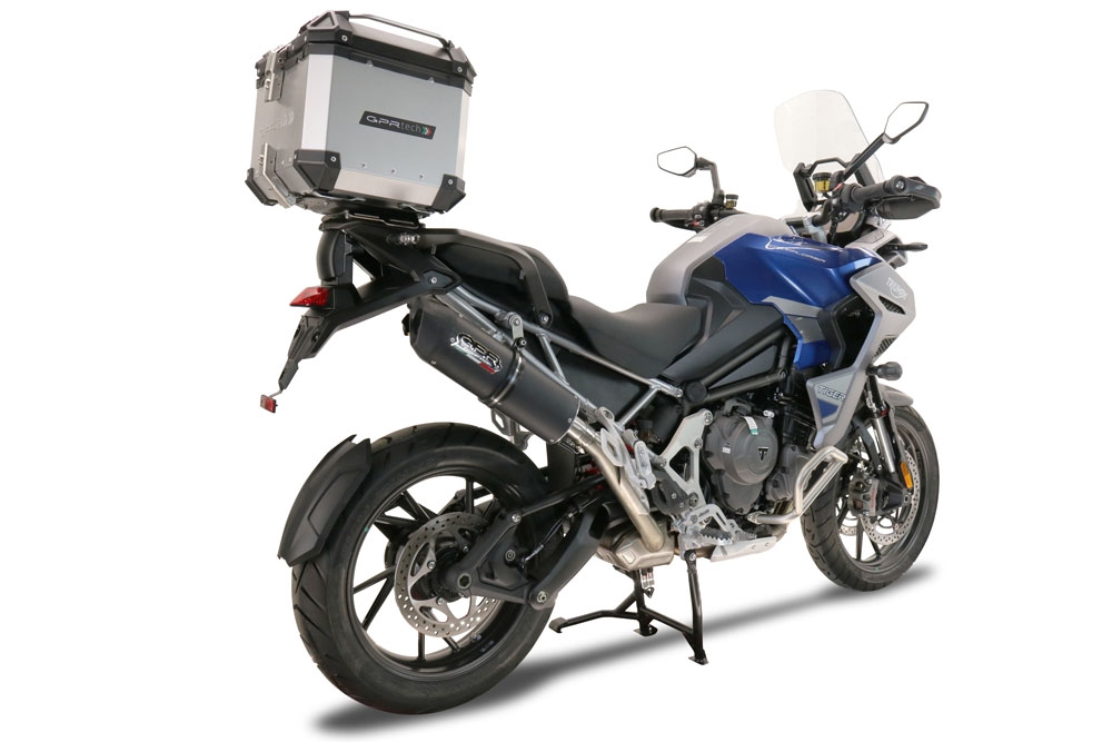 GPR pot echappement compatible avec  Triumph Tiger 1200 Gt - Rally 2022-2024, Furore Evo4 Nero, Échappement légal, homologué,silencieux avec db killer amovible et tuyau de liaison spécifique 