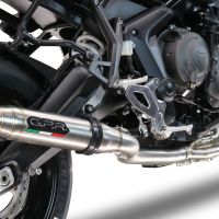 GPR pot echappement compatible avec  Triumph Trident 660 2021-2024, Deeptone Inox, Pot d'échappement complet racing, compris de collecteur et db killer amovible, sans homologation 