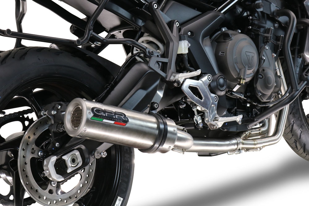 GPR pot echappement compatible avec  Triumph Tiger Sport 660 2022-2024, M3 Titanium Natural, Homologué et légal, système d'échappement complet avec catalyseur et db killer amovible 