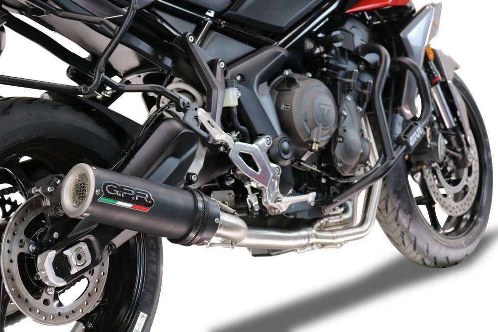 GPR pot echappement compatible avec  Triumph Tiger Sport 660 2022-2024, M3 Black Titanium, Homologué et légal, système d'échappement complet avec catalyseur et db killer amovible 