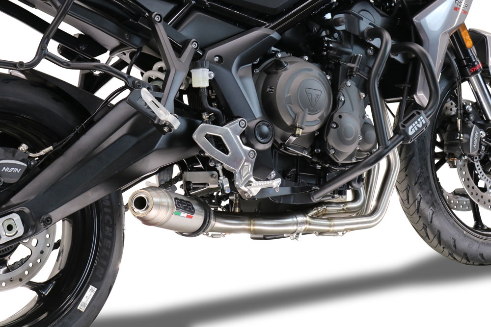 GPR pot echappement compatible avec  Triumph Tiger Sport 660 2022-2024, Deeptone Inox, Pot d'échappement complet racing, compris de collecteur et db killer amovible, sans homologation 