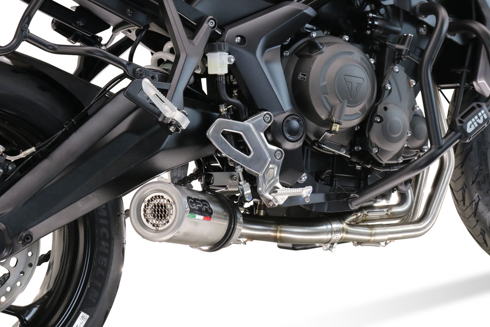 GPR pot echappement compatible avec  Triumph Tiger Sport 660 2022-2024, M3 Titanium Natural, Homologué et légal, système d'échappement complet avec catalyseur et db killer amovible 