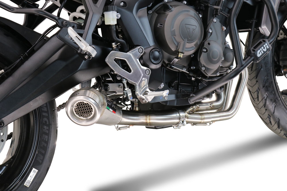 GPR pot echappement compatible avec  Triumph Tiger Sport 660 2022-2024, Powercone Evo, Homologué et légal, système d'échappement complet avec catalyseur et db killer amovible 