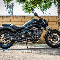 GPR pot echappement compatible avec  Kawasaki Vulcan 650 S 2014-2016, M3 Black Titanium, Homologué et légal, système d'échappement complet avec catalyseur et db killer amovible 