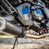 GPR pot echappement compatible avec  Kawasaki Vulcan 650 S 2014-2016, M3 Black Titanium, Homologué et légal, système d'échappement complet avec catalyseur et db killer amovible 