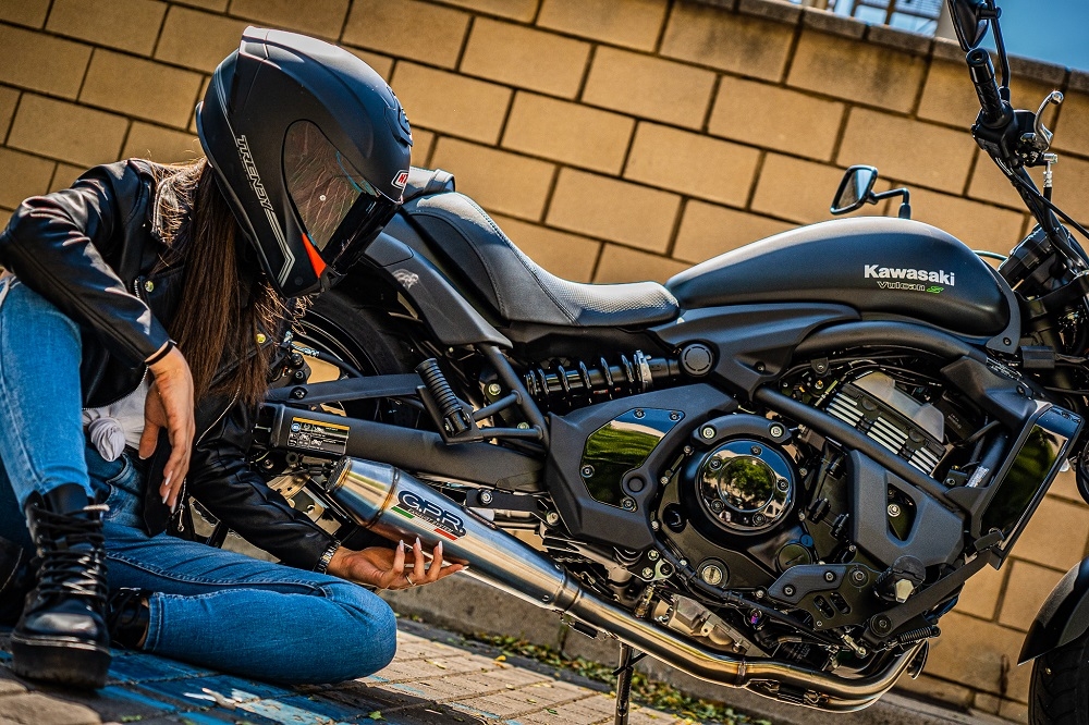 GPR pot echappement compatible avec  Kawasaki Vulcan 650 S 2021-2023, Ultracone, Homologué et légal, système d'échappement complet avec catalyseur et db killer amovible 