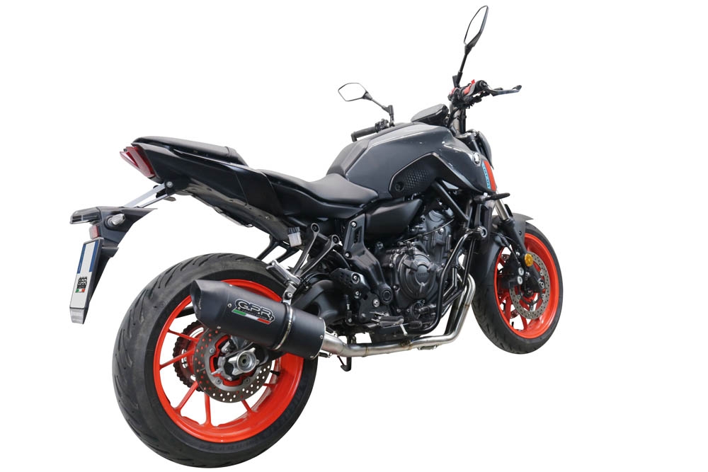 GPR pot echappement compatible avec  Yamaha Mt-07  2021-2024, Furore Nero, Pot d'échappement complet racing, compris de collecteur et db killer amovible, sans homologation 