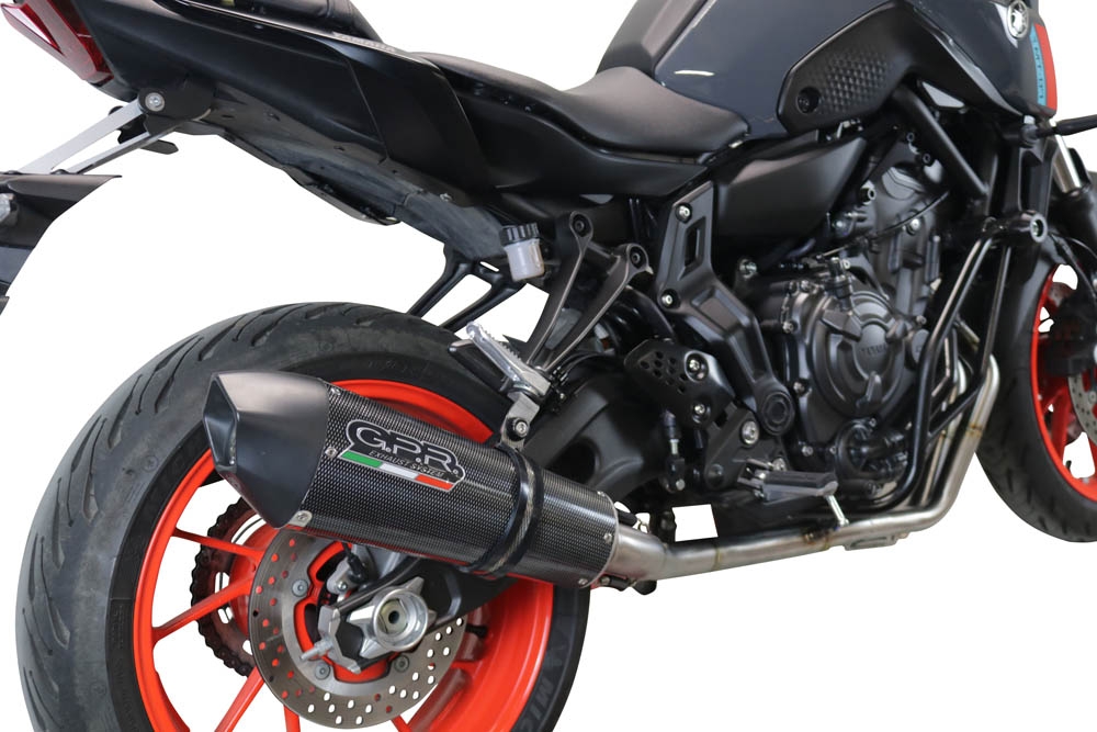 GPR pot echappement compatible avec  Yamaha Mt-07  2021-2024, GP Evo4 Poppy, Homologué et légal, système d'échappement complet avec catalyseur et db killer amovible 