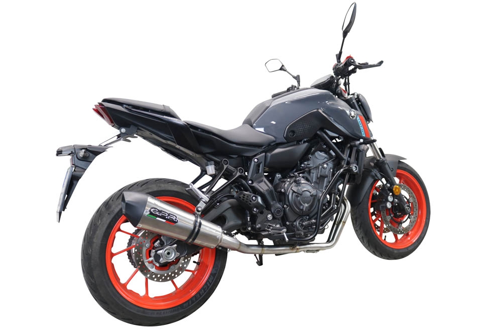 GPR pot echappement compatible avec  Yamaha Mt-07  2021-2024, GP Evo4 Titanium, Homologué et légal, système d'échappement complet avec catalyseur et db killer amovible 