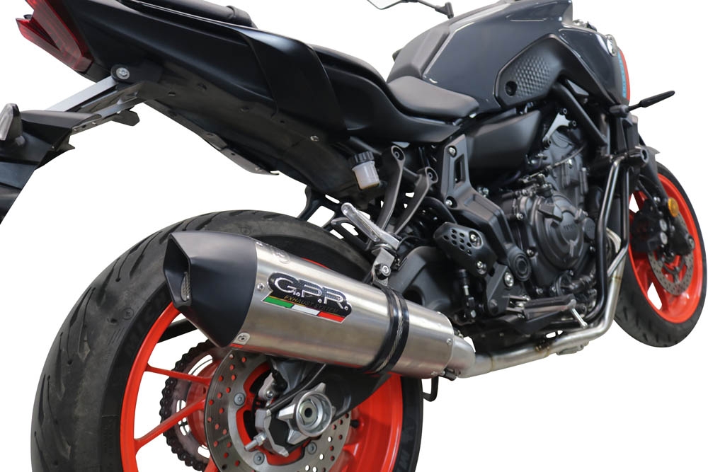 GPR pot echappement compatible avec  Yamaha Mt-07  2021-2024, GP Evo4 Titanium, Homologué et légal, système d'échappement complet avec catalyseur et db killer amovible 