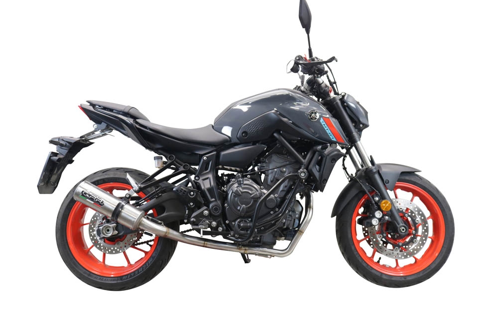 GPR pot echappement compatible avec  Yamaha Mt-07  2021-2024, M3 Inox , Homologué et légal, système d'échappement complet avec catalyseur et db killer amovible 