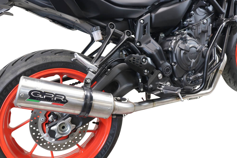 GPR pot echappement compatible avec  Yamaha Mt-07  2021-2024, M3 Inox , Homologué et légal, système d'échappement complet avec catalyseur et db killer amovible 