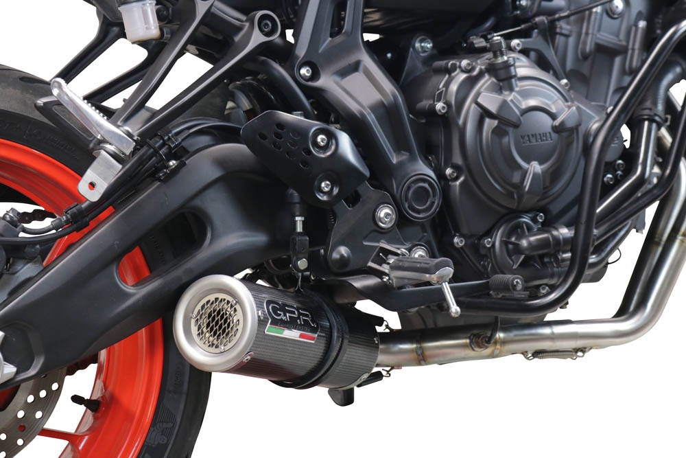 GPR pot echappement compatible avec  Yamaha Mt-07  2021-2024, M3 Poppy , Homologué et légal, système d'échappement complet avec catalyseur et db killer amovible 