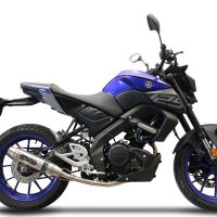 GPR pot echappement compatible avec  Yamaha Mt 125 2021-2024, Deeptone Inox, Homologué et légal, système d'échappement complet avec catalyseur et db killer amovible 