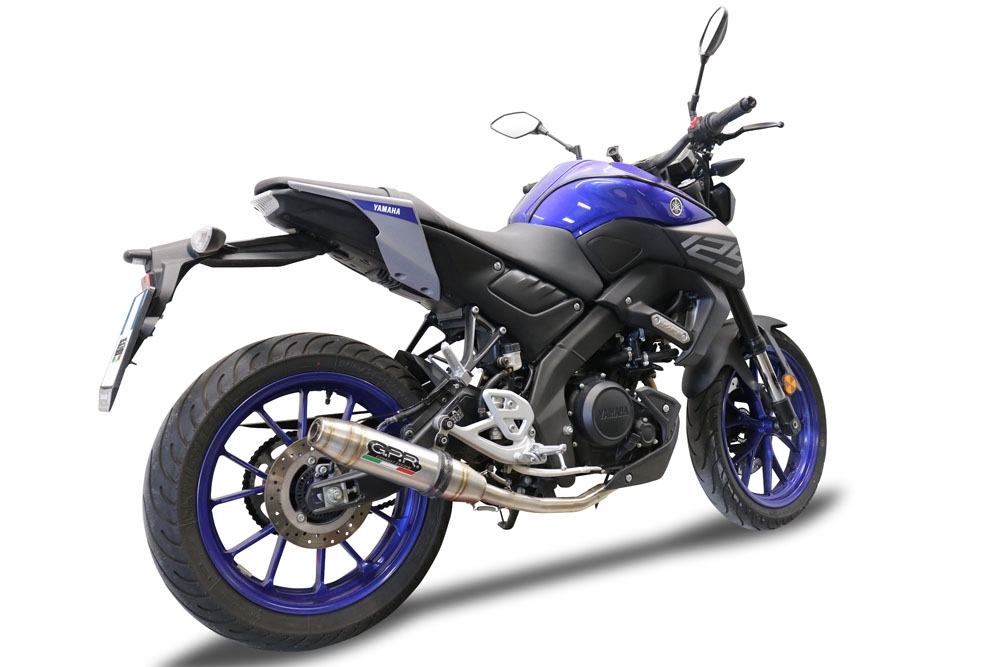 GPR pot echappement compatible avec  Yamaha Mt 125 2021-2024, Deeptone Inox, Homologué et légal, système d'échappement complet avec catalyseur et db killer amovible 