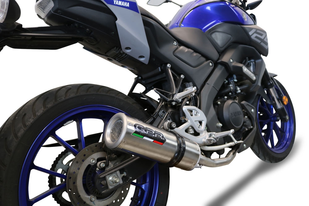 GPR pot echappement compatible avec  Yamaha Mt 125 2021-2024, M3 Inox , Homologué et légal, système d'échappement complet avec catalyseur et db killer amovible 