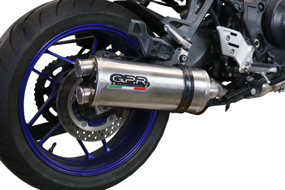 GPR pot echappement compatible avec  Yamaha Tracer 9 2021-2024, Dual Inox, Homologué et légal, système d'échappement complet avec catalyseur et db killer amovible 