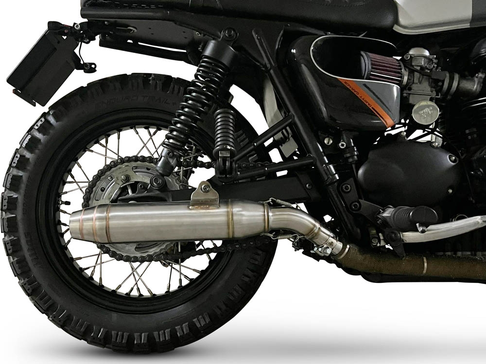 GPR pot echappement compatible avec  Triumph BONNEVILLE T100 2001-2014, Deeptone Inox, Paire de pot d'échappement homologuées, livrées avec db killer amovible et raccords spécifiques 